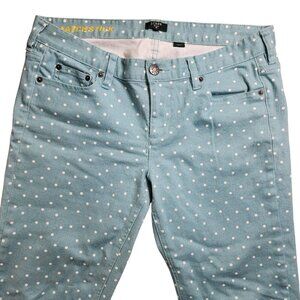 J.Crew Matchstick Polka Dot Stretch Jeans Light Blue Size 31 Cotton/Spandex Wome